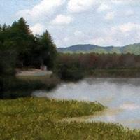 pond and mountains