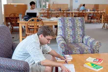 Graduate Student studying in Dimond Library