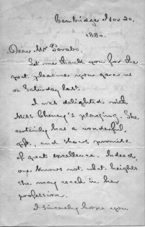 Longfellow letter page 0ne
