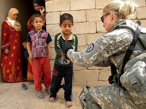 soldier with child