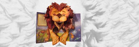 a lion featured in a pop-up book