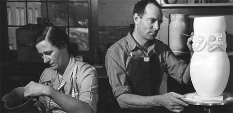 Mary and Ed Scheier in the studio