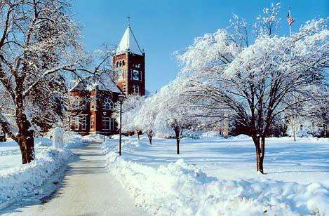 Thompson Hall in the winter