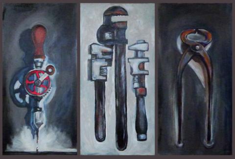 painting of hand tools