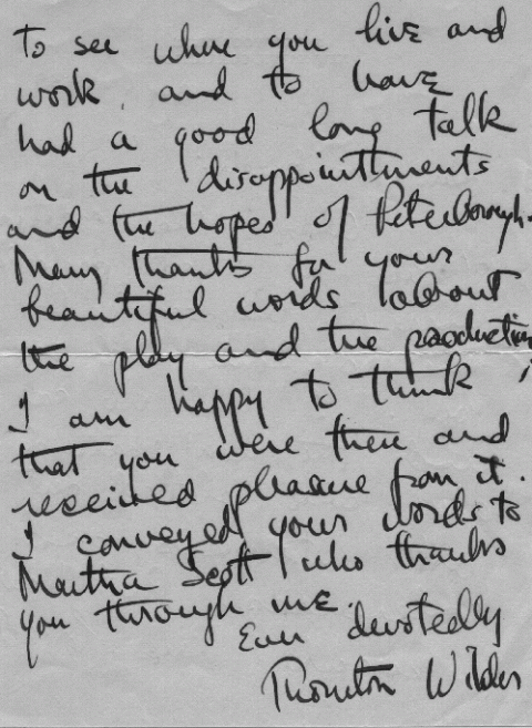 Thornton Wilder letter to Mrs. H.H.A. Beach