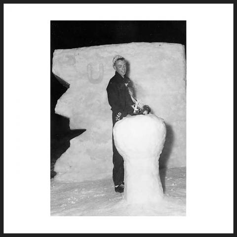 Johnny Rasmussen lights the beacon at winter carnival