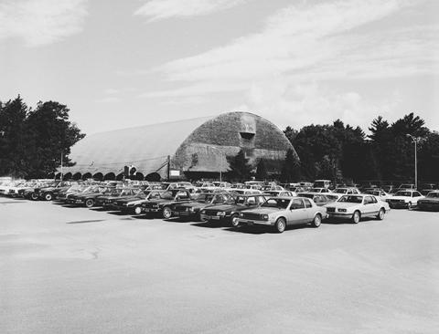 cars in campus parking lot 1986