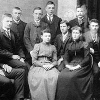 Lucy Swallow (left) and Delia Brown (right), first female students admitted to the college