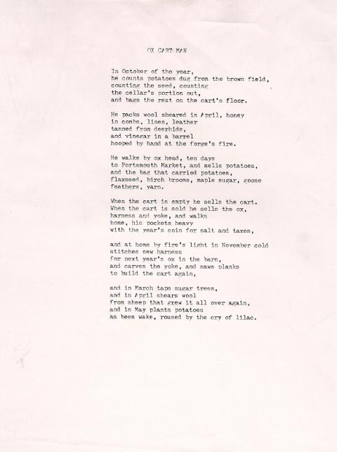 Ox Cart Man, draft 15, typewritten on light pink paper