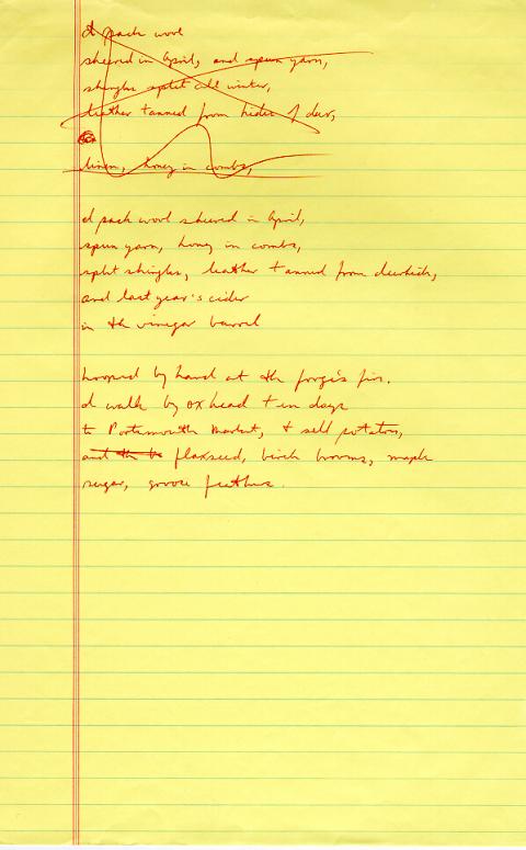 Ox Cart Man, draft 5, page 2, written in red ink, very few corrections