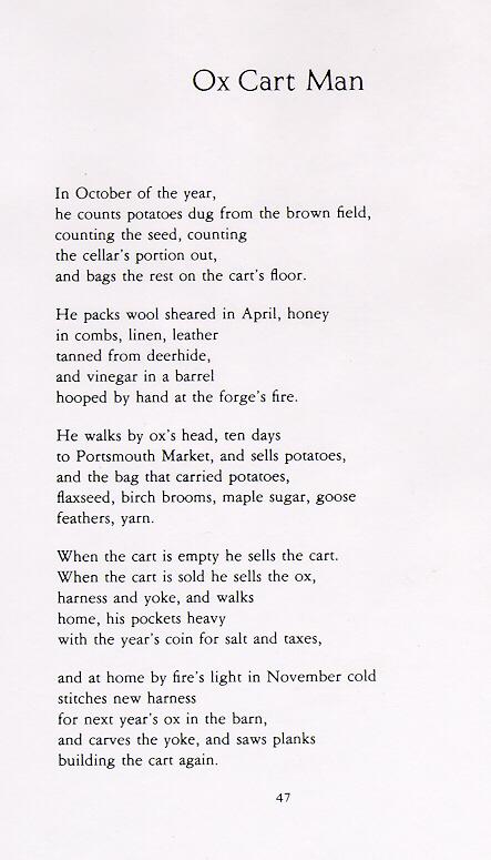 Ox Cart Man, published version in Kicking the Leaves