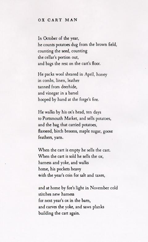 Ox Cart Man, published version in Old and New Poems