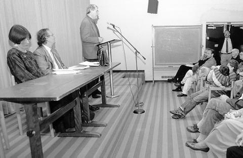 Charles Simic (reading) with Mekeel McBride and Donald Hall