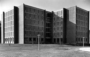 Babcock Hall with bicycles in front.