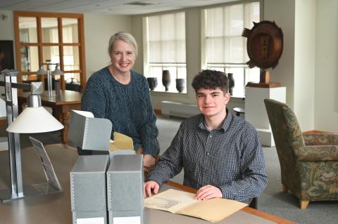 Elizabeth Slomba and Evan Christensen in the UNH archives