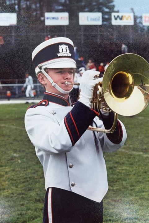 Trumpet player in UNH Wildcat Marching Band
