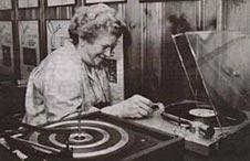 Dorothy Prescott at record player